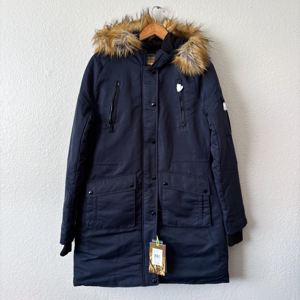 Celsius Premium Navy Parka with Faux Fur Trim Large